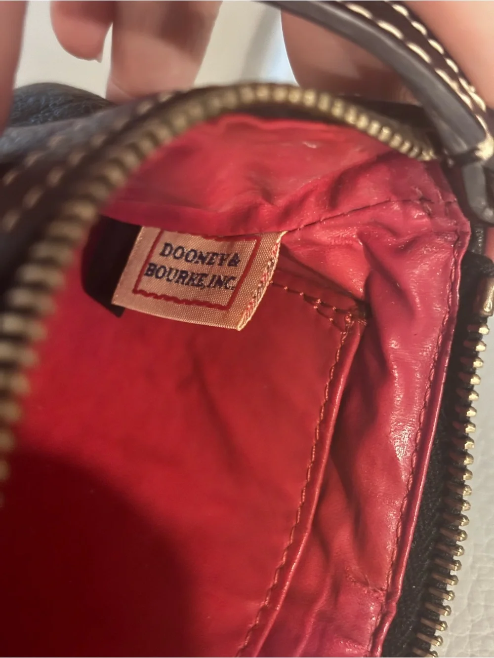 Dooney & Bourke Black Leather Mini Bag Red Lining‎ Convertible Wristlet Purse